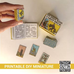 Miniature Rider Waite Tarot Deck Printable – 78 Cards + The Key to the Tarot Mini Book – Witchy Dollhouse Scale