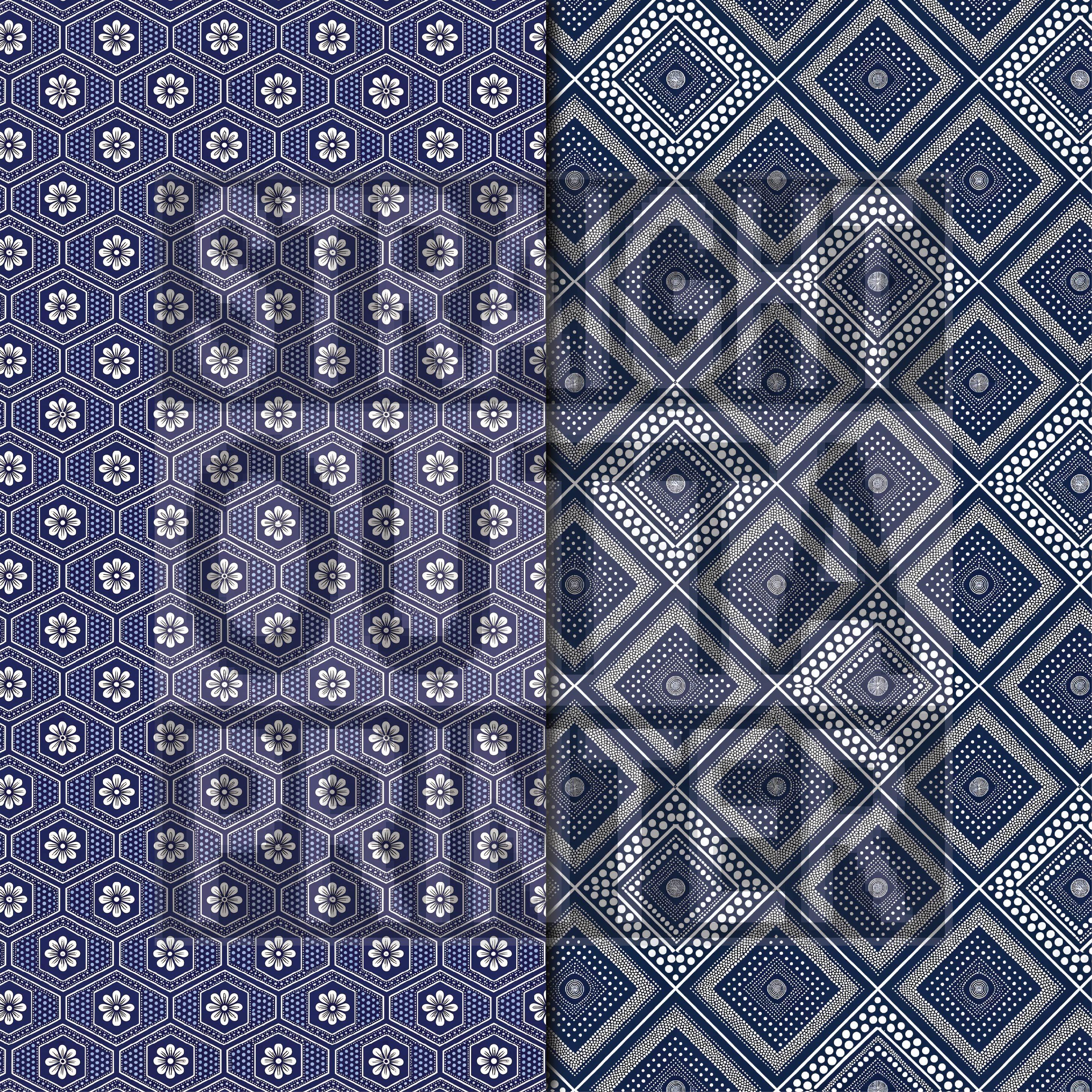 Shweshwe Seamless Patterns – 10 African Indigo Textile Patterns, Tribal ...