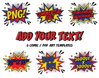 Blank Comics Pop Art Text Templates Superhero  Clipart PNG Transparent Background Commercial Licence