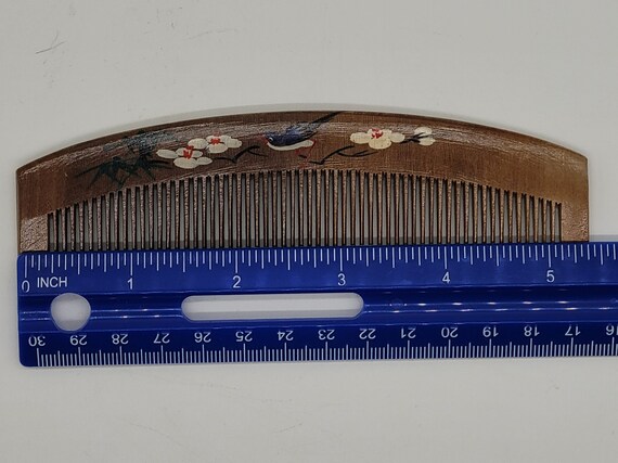 Wooden Comb Handpainted Birds Flowers China - image 3