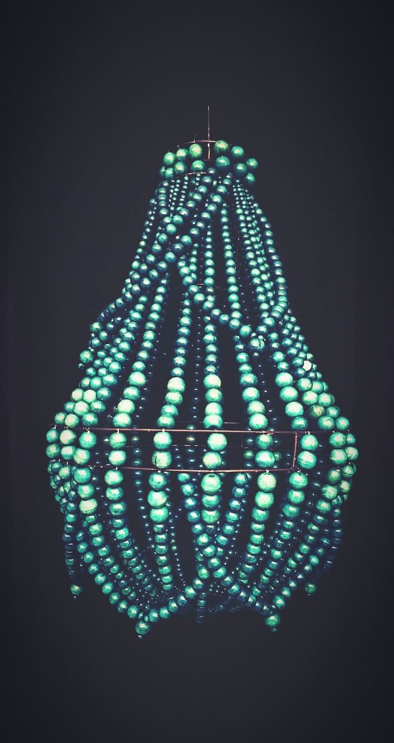 Wood bead chandelier BALI