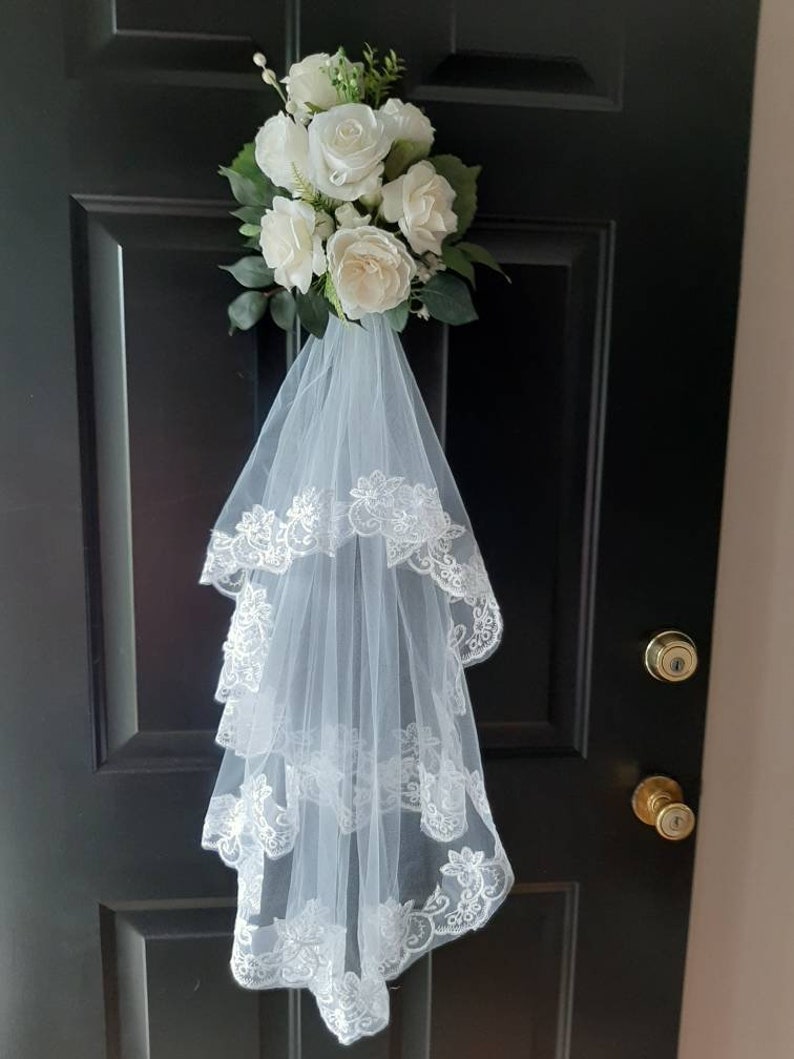 Wedding Bridal Floral Bouquet Metal Hoop Veil Door Etsy