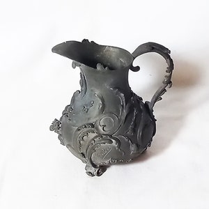 Art Nouveau Ornate Pitcher-Shaped Vase in Pewter image 1