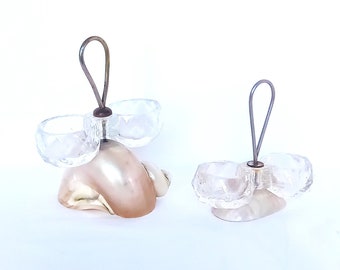 Pair of Double Glass Salt & Pepper Pots on Mother of Pearl Shells