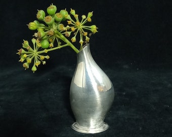Miniature Modernist Silver Bud Vase with Organic Tear shape