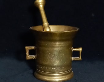 Antique Brass Apothecary Mortar and Pestle