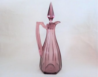 Purple Glass Cruet Bottle with Point Stopper