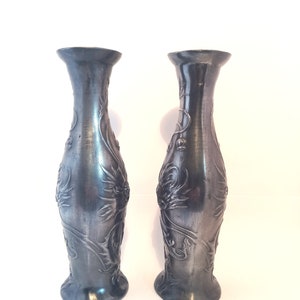 Pair of Small Art Nouveau Pewter Vases or Candleholders image 4