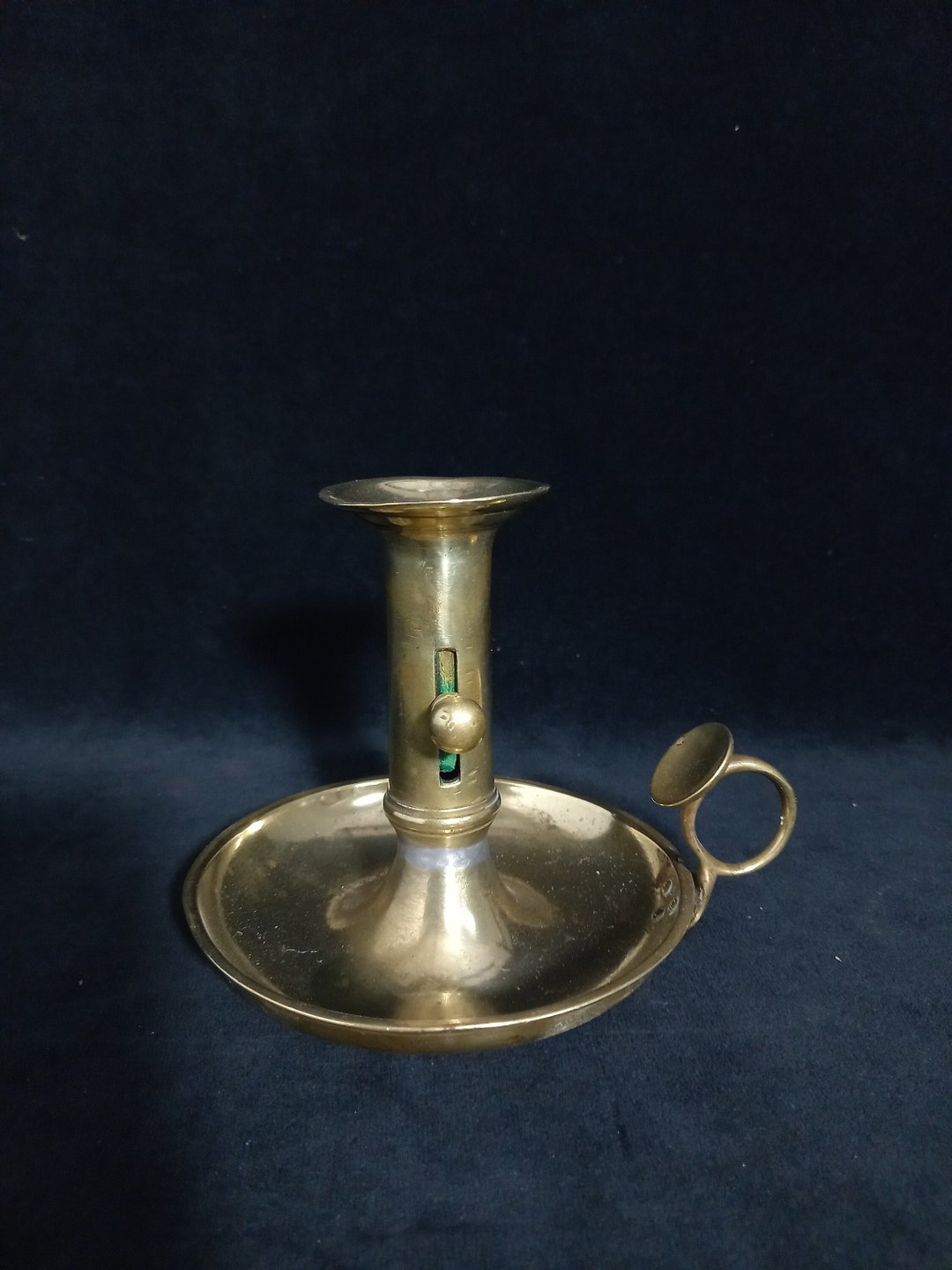 Antique Brass Chamber Candlestick With Pushpin Etsy