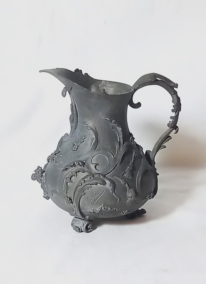 Art Nouveau Ornate Pitcher-Shaped Vase in Pewter image 2