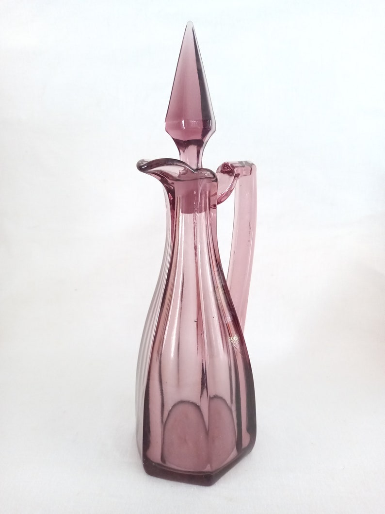 Purple Glass Cruet Bottle with Point Stopper image 7