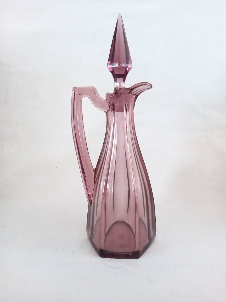 Purple Glass Cruet Bottle with Point Stopper image 2