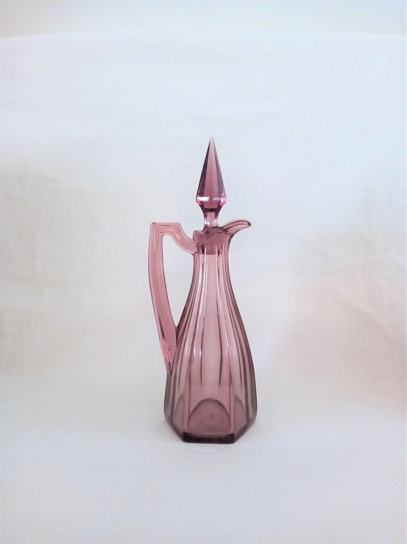 Purple Glass Cruet Bottle with Point Stopper image 1