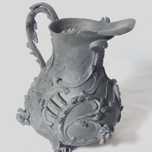 Art Nouveau Ornate Pitcher-Shaped Vase in Pewter image 6