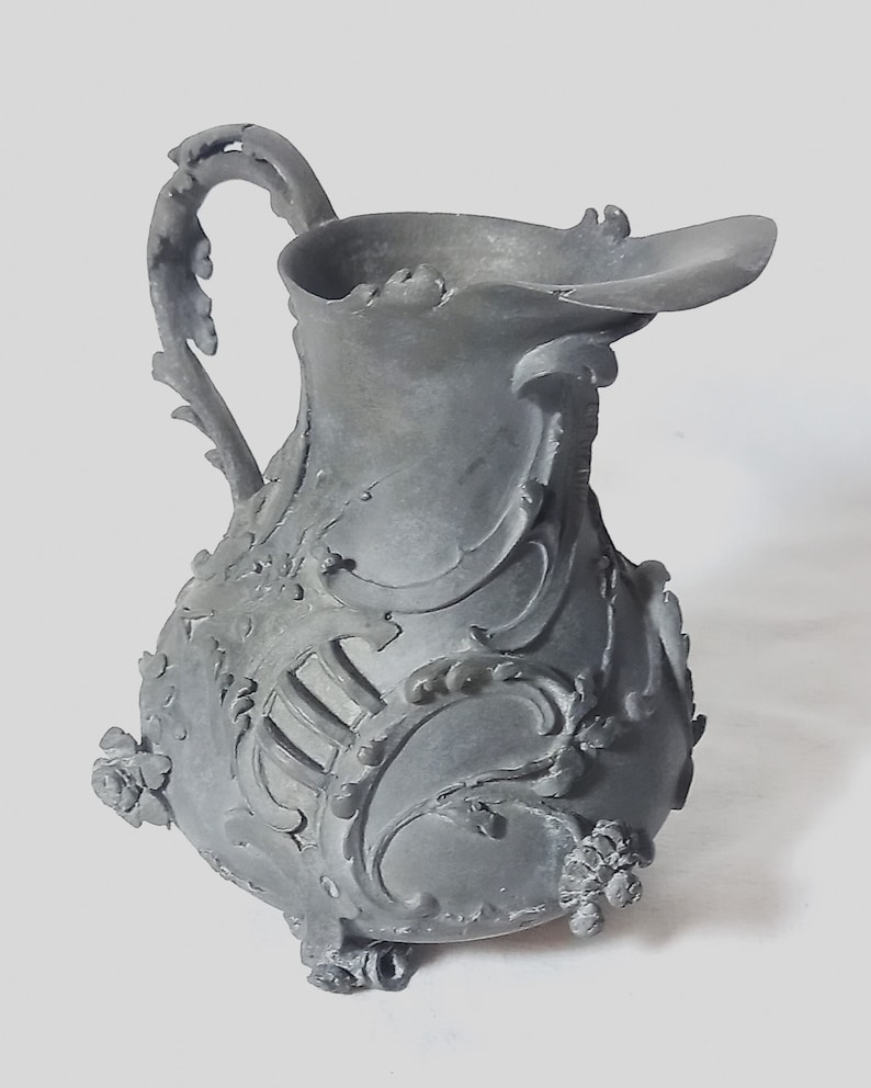 Art Nouveau Ornate Pitcher-Shaped Vase in Pewter image 6