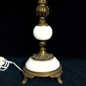 Tall Table Lamp Base in White Marble and Brass image 3