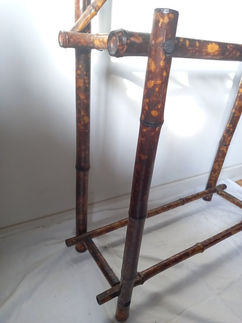 Antique Hallway Coat Stand in Tortoise Shell Bamboo with Mirrors PICK-UP ONLY image 8