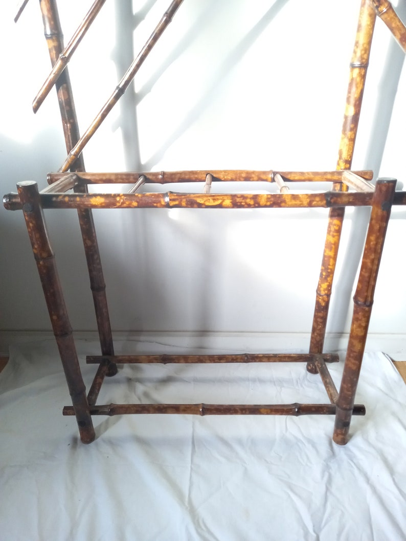 Antique Hallway Coat Stand in Tortoise Shell Bamboo with Mirrors PICK-UP ONLY image 6