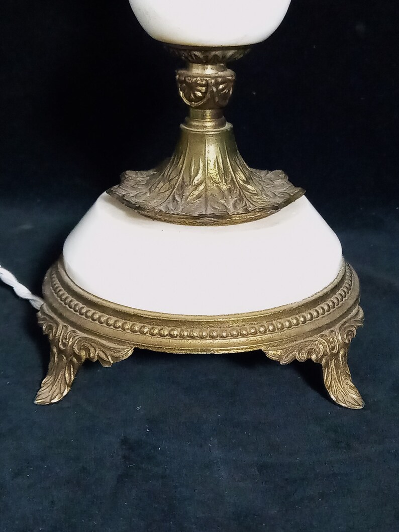 Tall Table Lamp Base in White Marble and Brass image 4