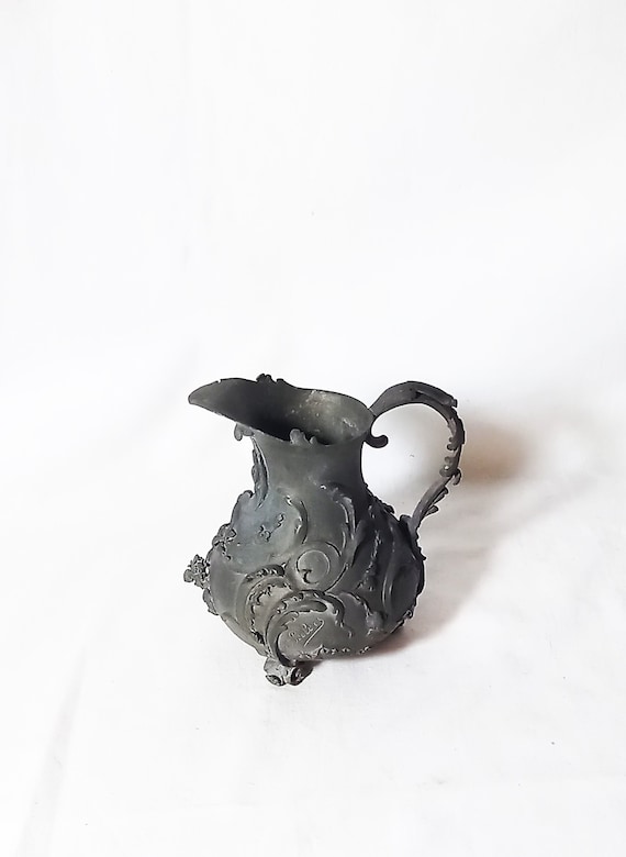 Art Nouveau Ornate Pitcher-Shaped Vase in Pewter