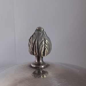 Silverplate Neoclassical Style Bonbonnière / Bonbon Dish with Crystal Liner image 3