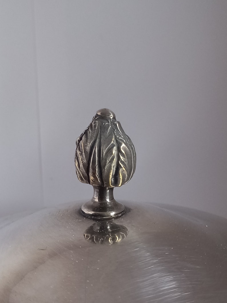 Silverplate Neoclassical Style Bonbonnière / Bonbon Dish with Crystal Liner image 3