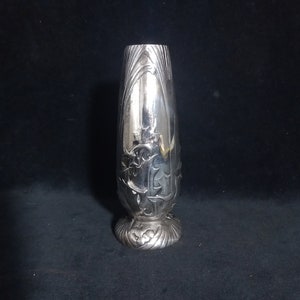 Small Silver-plate Art Nouveau Vase with Holly Décor by Orfèvrerie Gallia Christofle image 1