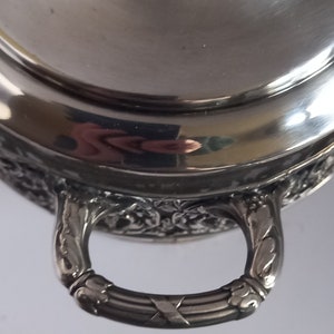 Silverplate Neoclassical Style Bonbonnière / Bonbon Dish with Crystal Liner image 4