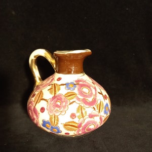 Boch Art Deco Ceramic Jug on Plate with Floral Motifs by R. Chevalier image 5