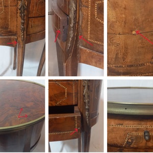 Antique Side Tables / Nightstands with Marquetry in the Louis XV-XVI Transition Style image 8