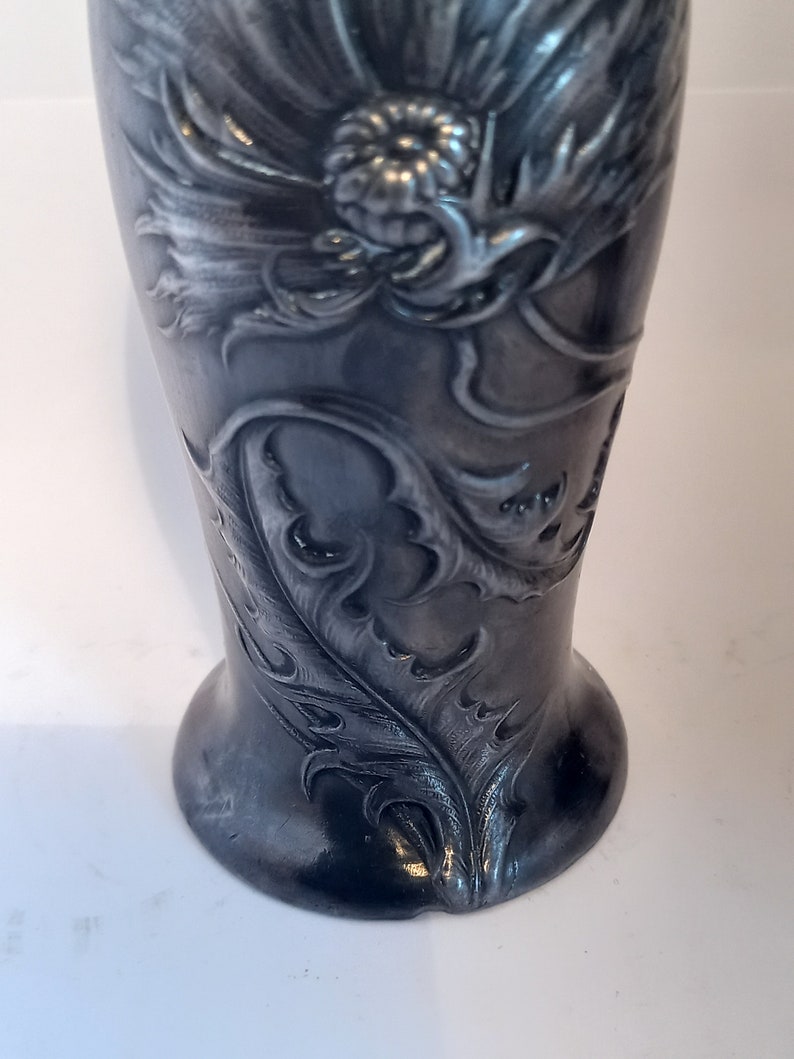 Pair of Small Art Nouveau Pewter Vases or Candleholders image 7