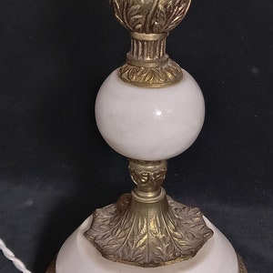 Tall Table Lamp Base in White Marble and Brass image 5