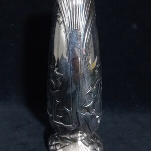 Small Silver-plate Art Nouveau Vase with Holly Décor by Orfèvrerie Gallia Christofle image 5