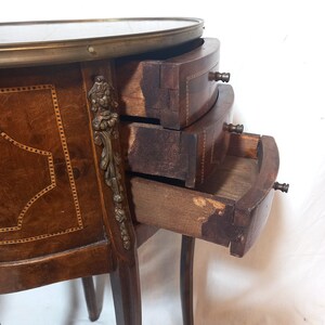 Antique Side Tables / Nightstands with Marquetry in the Louis XV-XVI Transition Style image 6