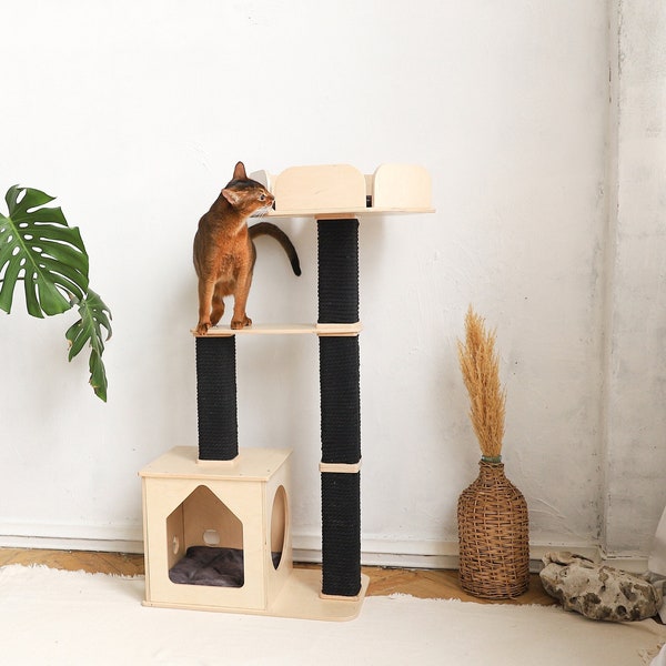 NICE Cat tree houses Tall cat tower Sturdy cat activity tree Cat combo Cat furniture Floor cat space Wowhelperco cat lifestyle Cat lounger