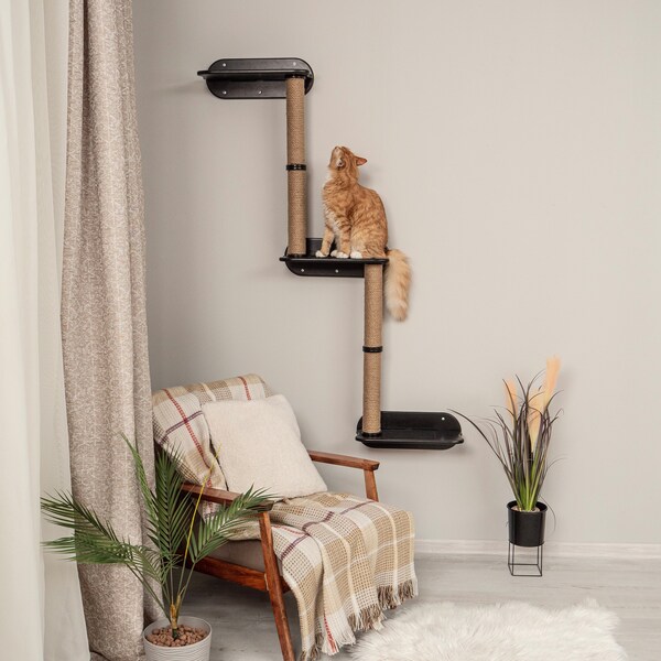 Cat tree tower large Climbing furniture by Wowhelperco Handmade cat gift Modern scratcher for wall Cat accessories