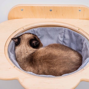 SWEET CAT PLACE Flower cat bed Wall hanging Cat hammock bubble Cat house wood Modern cat house Gift idea for cat Wowhelperco shelf