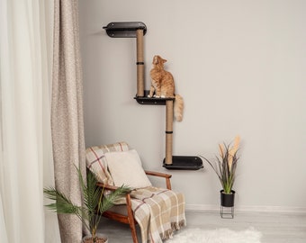 Cat tree tower large Climbing furniture by Wowhelperco Handmade cat gift Modern scratcher for wall Cat accessories