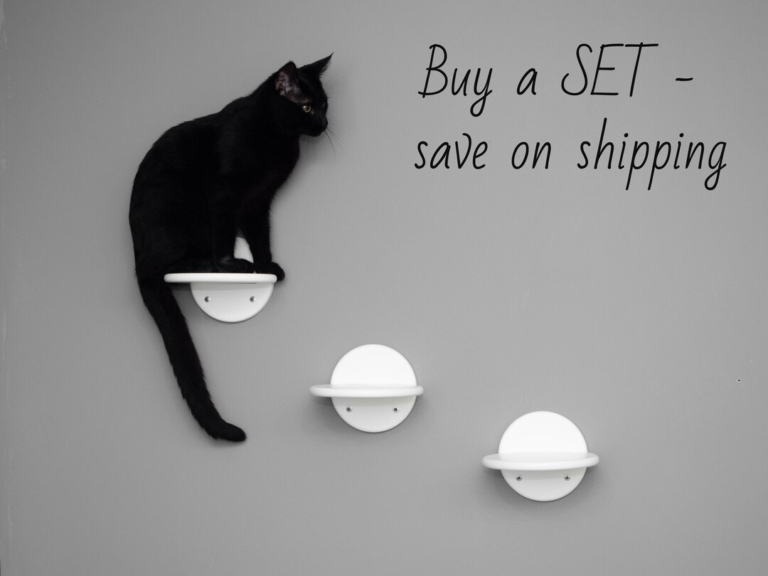 3 Steps SET Floating Cat Shelves Minimalistic Wooden Pet Furniture