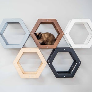 Minimalistic Wooden Hexagon for cat Cat Bed Wall Lounge Cat Shelf Cat Tower Cat Gift Furniture wall Perfect Gift for Cat Housewarming Gift