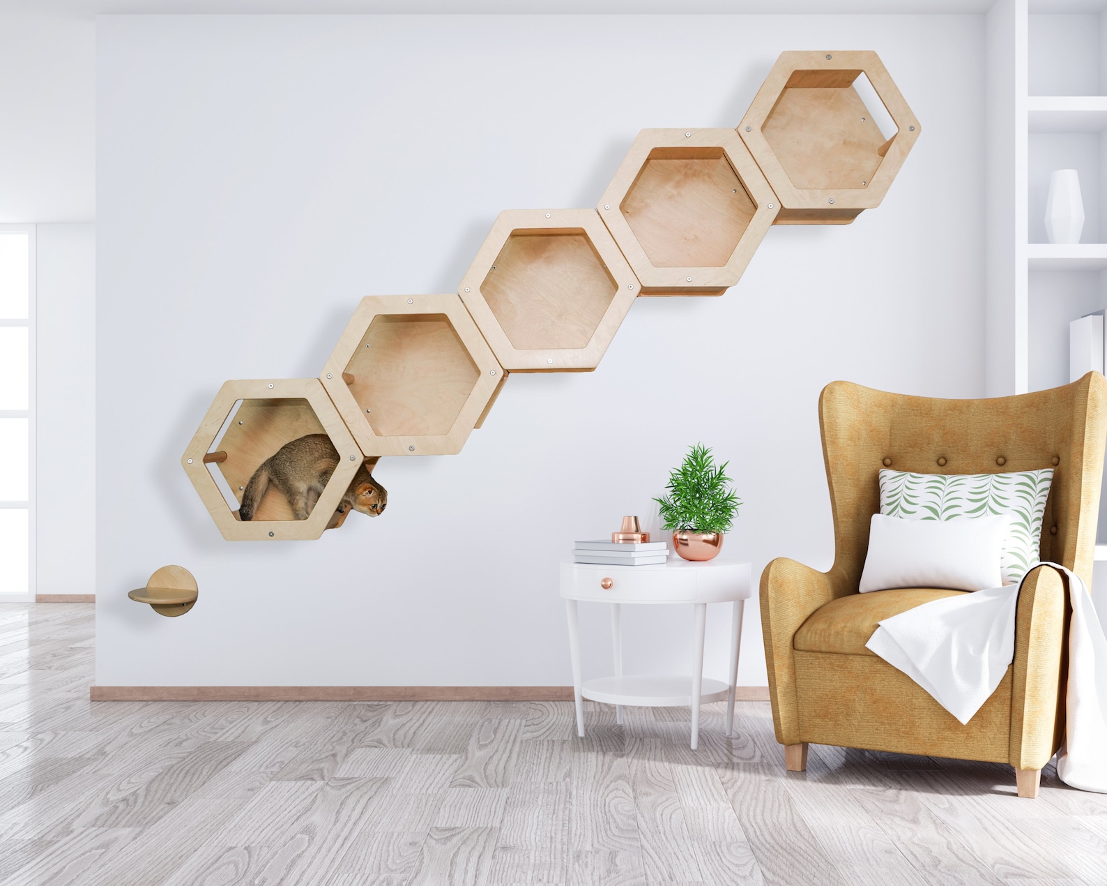 Cat Tree Hexagon Shelves Set of 5 Cat Wall Furniture Cat Etsy