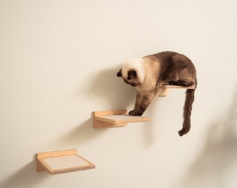 Modern set of 3 steps with felt by Wowhelperco High-quality cat furniture for walls Minimalistic cat perch Catwalk for playful pets