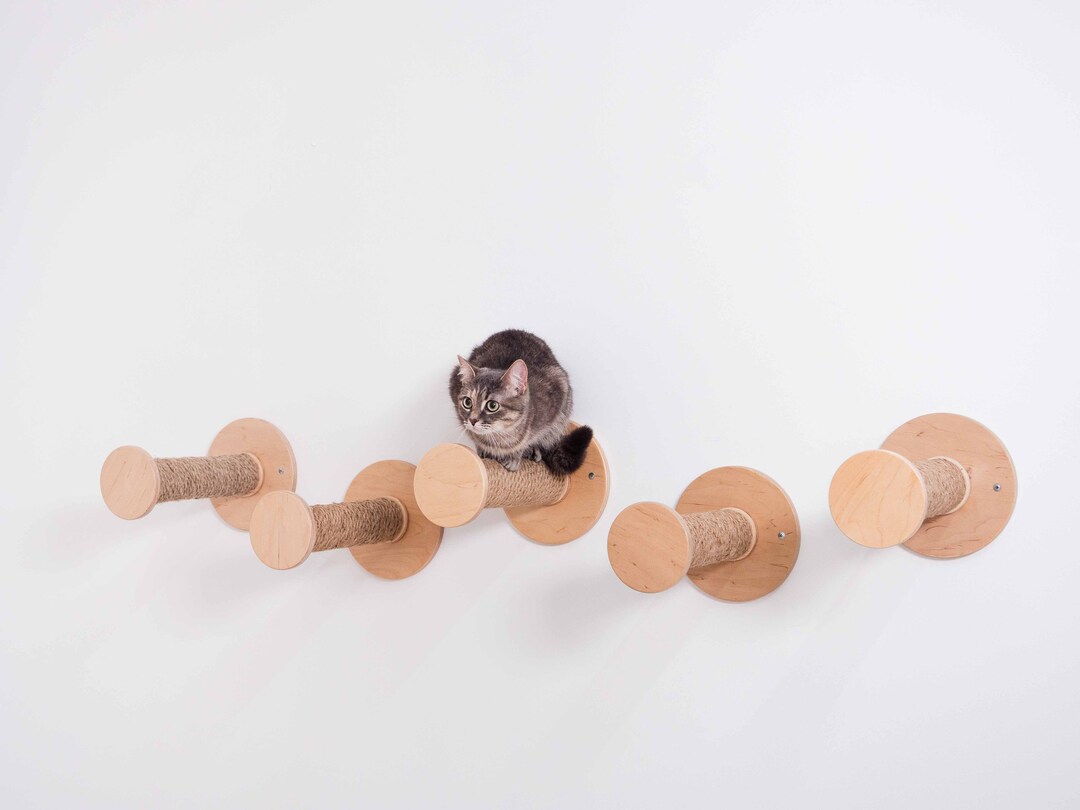 5 Cat Climbing Poles Set Wall Cat Scratcher Wall Mounted Etsy