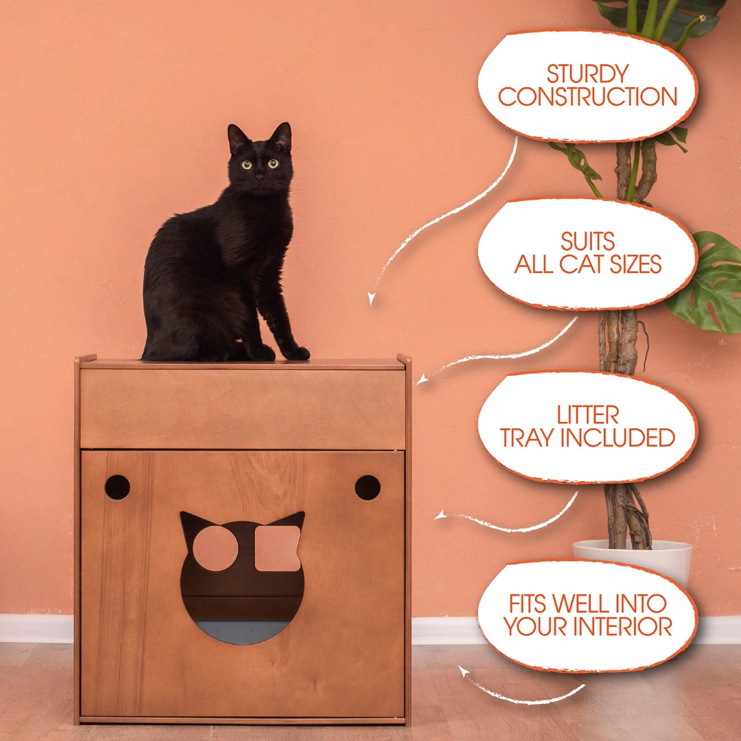 Cat Wooden Toilettray as GIFT Cats Litter House Gifts