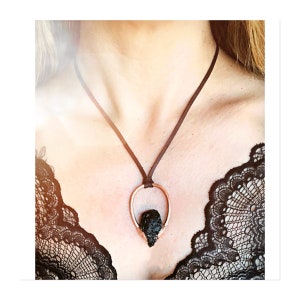 Tektite Talisman, Electroformed Copper Necklace