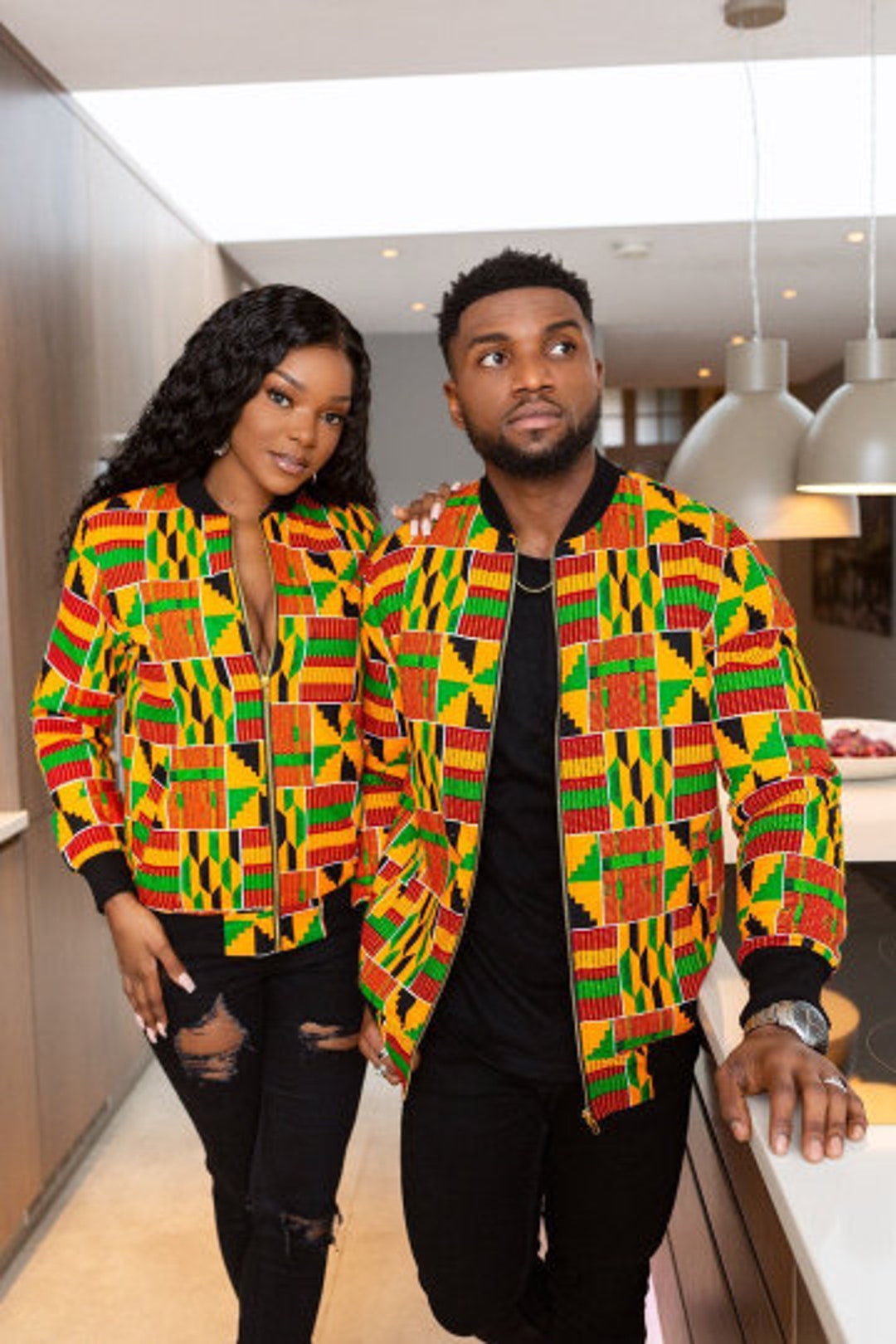 Men's African Print Kente Bomber Jacket