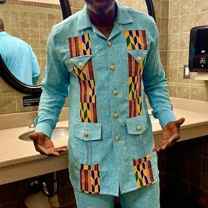 Safari Kente Suit, Kente Wedding Suit, Prom Suit, Gift for him
