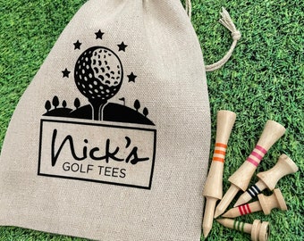 Personalized Golf Tees Bag with Bamboo Tees (Mixed Sizes)