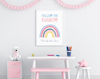Personalised children's name rainbow prints - Follow the rainbow