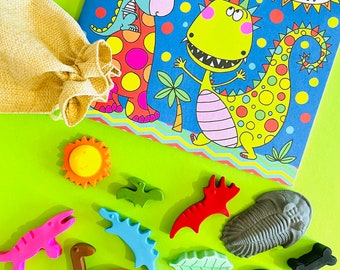 Rawrsome Dinosaur Crayon Colouring Set - 13 different shaped wax crayons & colouring book set, personalised A4 print (optional).